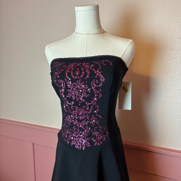 y2k grunge punk corset dress ruby rox NWT sz 6 black & pink radio rebel vibes - Picture 3 of 9